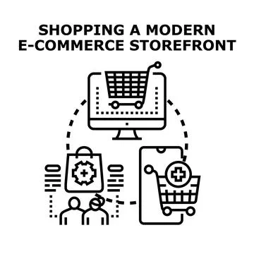 Online shopping for modern e commerce storefront goods Stock Illustration