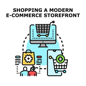 Online shopping for modern e commerce storefront goods Stock Illustration