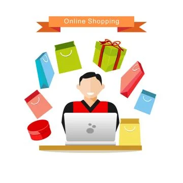Online shopping or e-commerce illustration. Flat design illustration concept. Stock Illustration