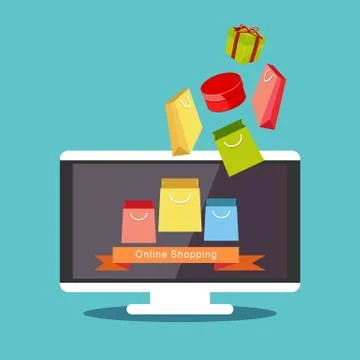 Online shopping or e-commerce illustration. Flat design illustration concept. Stock Illustration