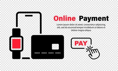 Online shopping or e-commerce icon. Concepts mobile payments. Smartphone, ban Stock Illustration