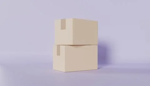 Online shopping or mobile application ecommerce Carton paper box Stock Illustration