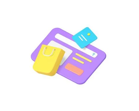 Online shopping order purchase internet searching 3d icon realistic vector .. Illustrazione stock