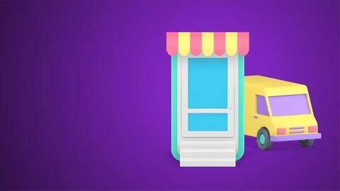 Online shopping order purchasing courier delivery service smartphone applicat Stock Illustration