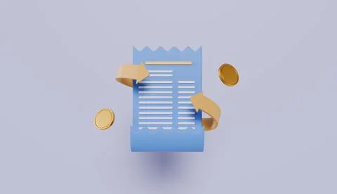 Online Shopping payment with checkout process, receipt with arrow and coins Stock Illustration