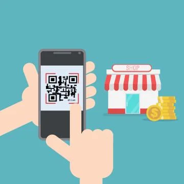 Online shopping payment with qr code flat design vector Stock-Illustration