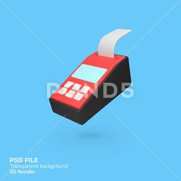 Online shopping payment terminal with coins isolated 3d render icon illustr.. Template PSD