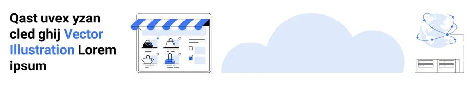 Online Shopping Platform with Cloud Technology and Secure Data Transfer Conce Illustrazione stock
