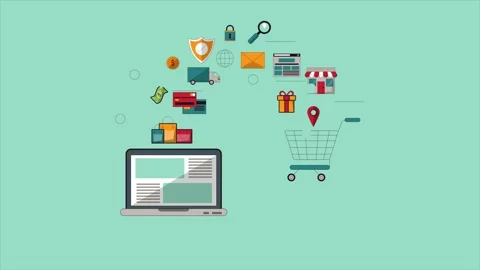 Online Shopping Process and Digital E-Commerce Concept Animation Stock Footage 339342889