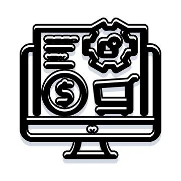 Online shopping process with e commerce management configuration 库存插图