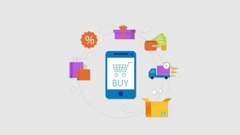 Online Shopping Process On Smartphone Alpha Channel Stock Footage 288006649