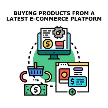 Online shopping for products from e commerce platform Stock Illustration