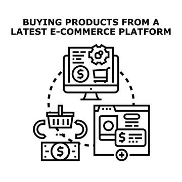Online shopping for products from e commerce platform Stock Illustration