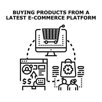 Online shopping for products from e commerce platform Stock Illustration
