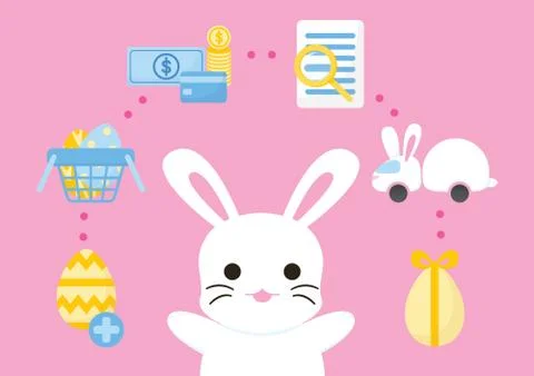 Online shopping purchase process easter concept Stock Illustration