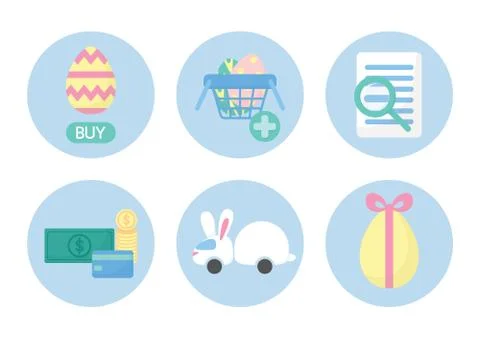 Online shopping purchase process easter concept Stock Illustration