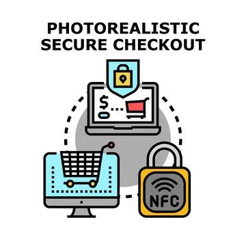 Online shopping security checkout process digital payment Stock Illustration