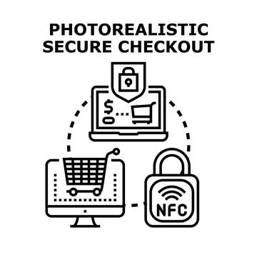 Online shopping security checkout process digital payment Stock Illustration