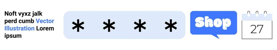 Online Shopping Security with Secure Passcode Entry and Calendar Reminder イラスト素材