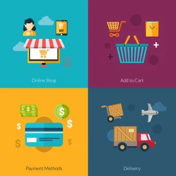 Online Shopping Set Illustration