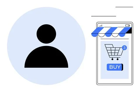Online Shopping Simplified User-Friendly Mobile Experience and Customer Icon Illustrazione stock