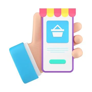 Online shopping smartphone application digital store business male hand bro.. Stock Illustration