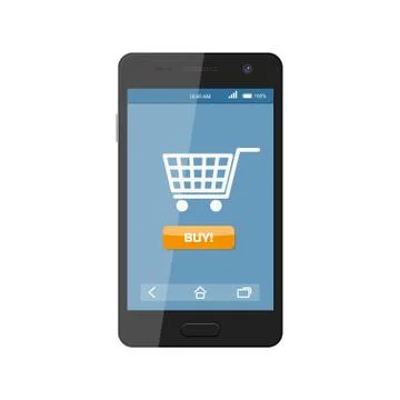 Online shopping. Smartphone e-commerce concept. Isolated image Illustrazione stock