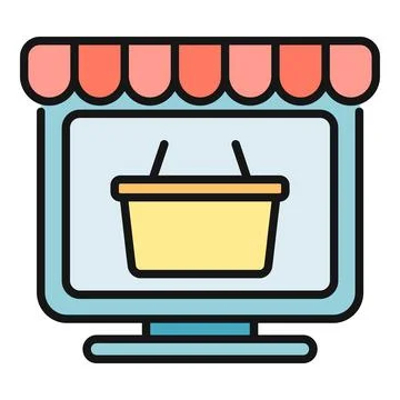 Online shopping store concept on computer monitor Stock Illustration