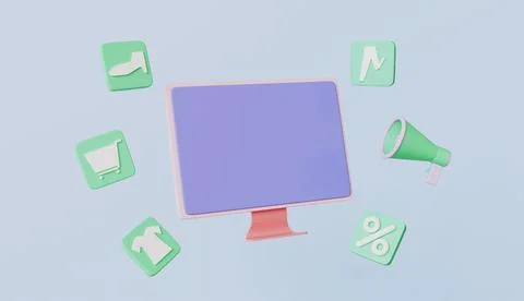 Online Shopping Store Web Page Monitor icon 3d illustration Stock Illustration
