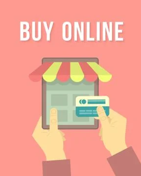 Online Shopping by Tablet Stock Illustration