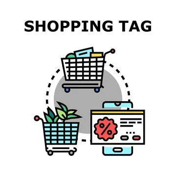 Online shopping tagging system for discount and retail marketing Ilustración de archivo