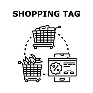 Online shopping tagging system for discount and retail marketing Ilustración de archivo