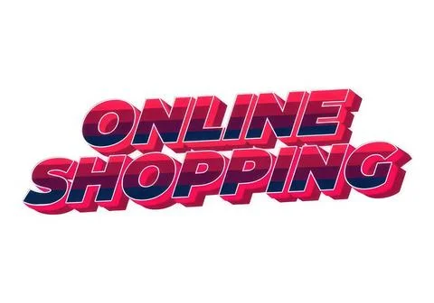 Online shopping text with bold 3d style effect Stockillustratie