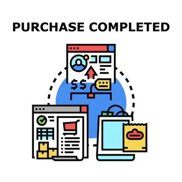Online shopping transaction completing process digital illustration Stock Illustration