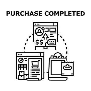 Online shopping transaction completing process digital illustration Stock Illustration