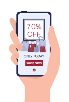 Online shopping using devices. Mobile marketing and PPC technology. Illustrazione stock