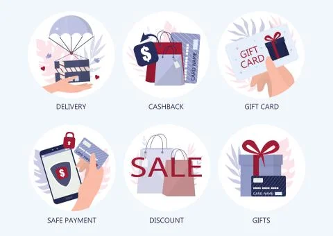 Online shopping using devices. Modern technology, internet and e-commerce Illustrazione stock