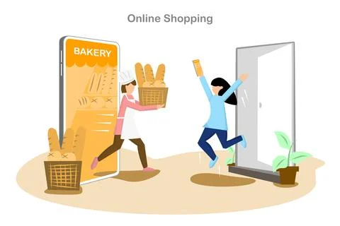 Online shopping using a smartphone Stock-Illustration