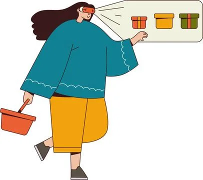 Online Shopping Using Virtual Reality Illustration - VR E-commerce** 스톡 일러스트