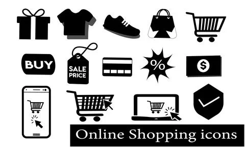 Online Shopping Vector Icons Set E-Commerce Elements Stock Illustration