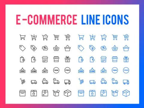 Online shopping vector line icon - app and mobile web responsive Stockillustratie