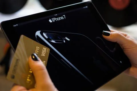 Online shopping with Visa Stock Photos
