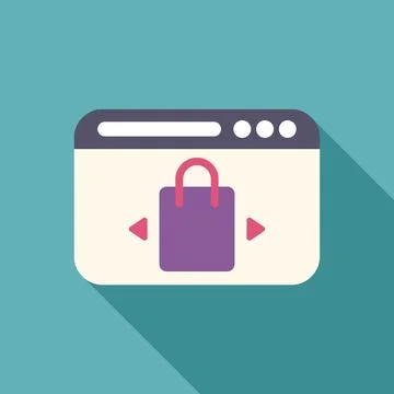 Online shopping web browser window showing shopping bag with arrows 스톡 일러스트