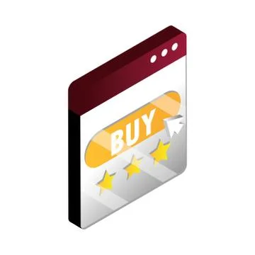 Online shopping, website ecommerce button click isometric Stock Illustration
