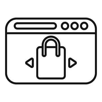 Online shopping website interface showing a shopping bag and navigation arrow Stock Illustration