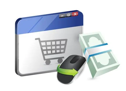 Online shopping. wireless computer mouse isolated on white background Stock Illustration
