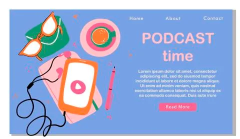 Online show flat vector landing page template. Internet online radio streaming Stock Illustration