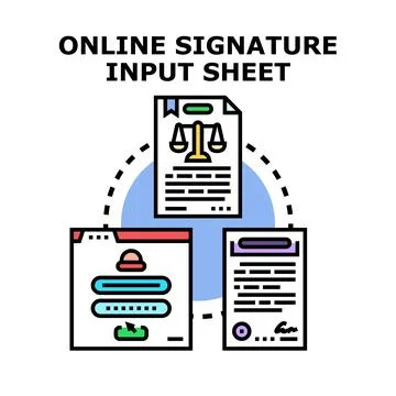 Online signature input sheet electronic document signing concept Stock Illustration