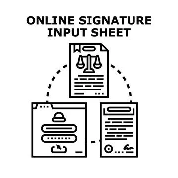 Online signature input sheet electronic document signing concept Stock Illustration