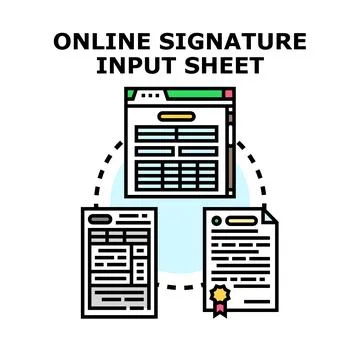Online signature input sheet processing digital documents Stock Illustration